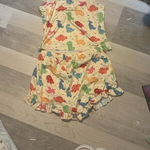 SHEIN Red and Blue Pajama Set with Playful Ruffles